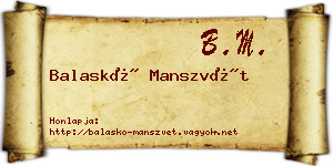 Balaskó Manszvét névjegykártya